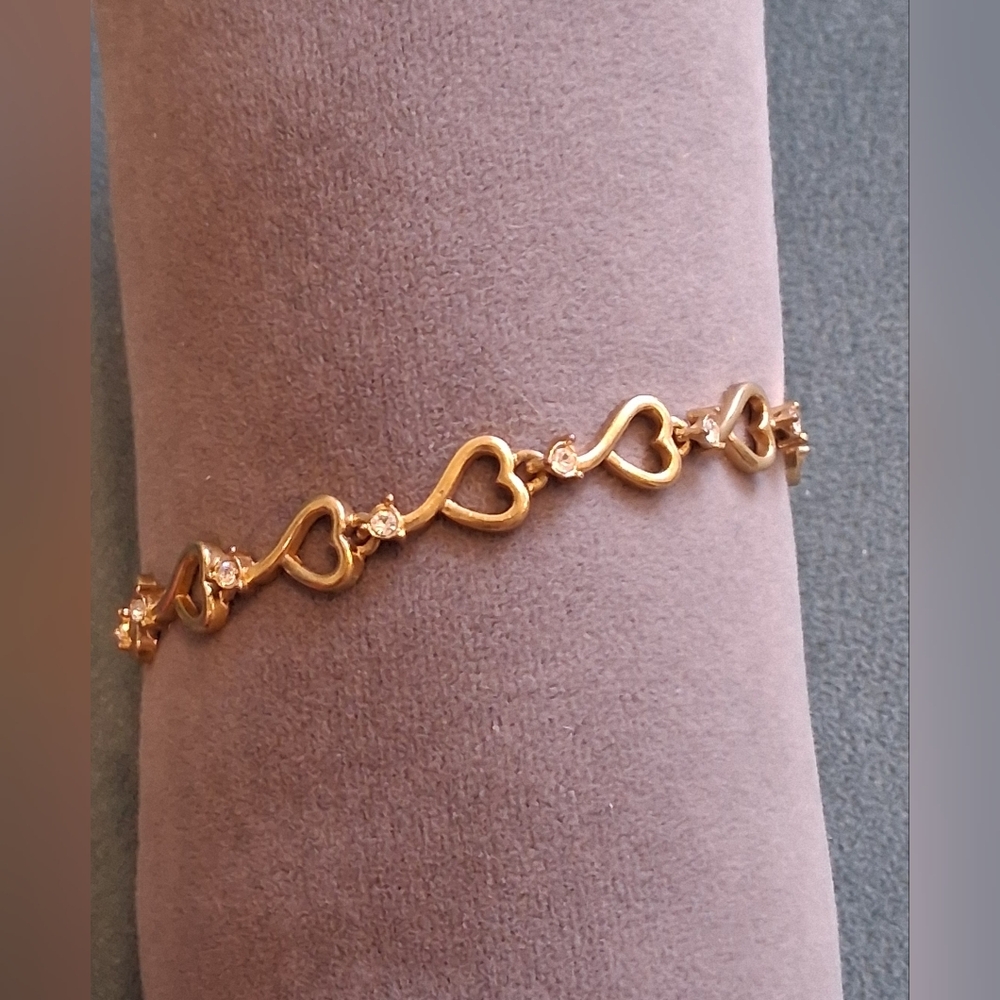 Avon Goldtone Heart Tennis Bracelet